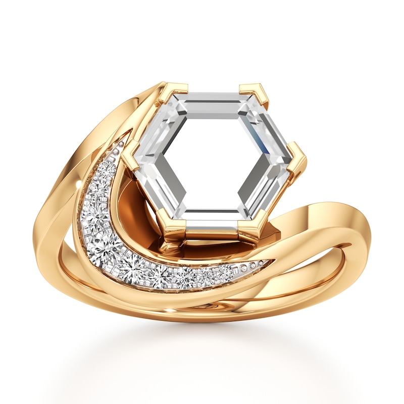 Main Image 1 of J'Lure Hexagon Portrait-Cut Lab-Grown Diamond Engagement Ring 2 ct tw 18K Yellow Gold