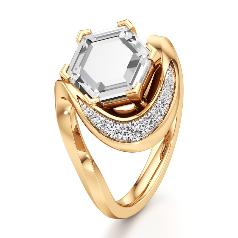 Main Image 4 of J'Lure Hexagon Portrait-Cut Lab-Grown Diamond Engagement Ring 2 ct tw 18K Yellow Gold