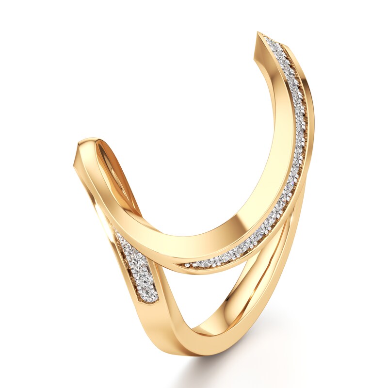Main Image 4 of J'Lure Lab-Grown Diamond Contour Wedding Band 1/6 ct tw 18K Yellow Gold