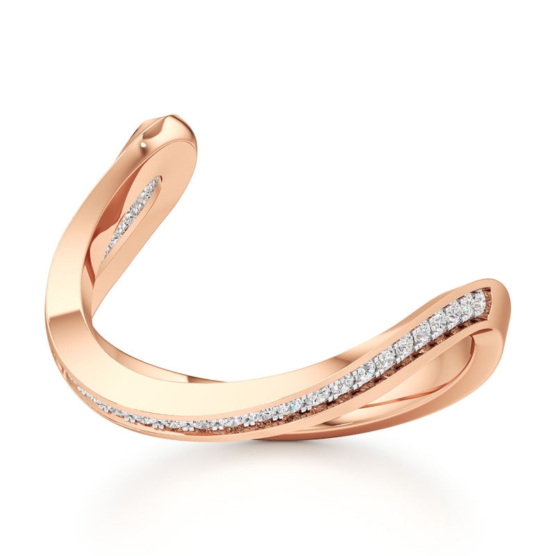Main Image 1 of J'Lure Lab-Created Diamond Contour Wedding Band 1/5 ct tw 18K Rose Gold