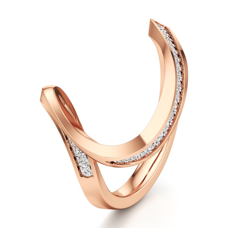 Main Image 4 of J'Lure Lab-Created Diamond Contour Wedding Band 1/5 ct tw 18K Rose Gold
