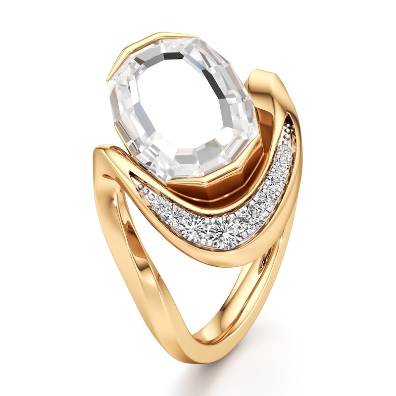 Main Image 4 of J'Lure Oval Portrait-Cut Lab-Grown Diamond Engagement Ring 3 ct tw 18K Yellow Gold