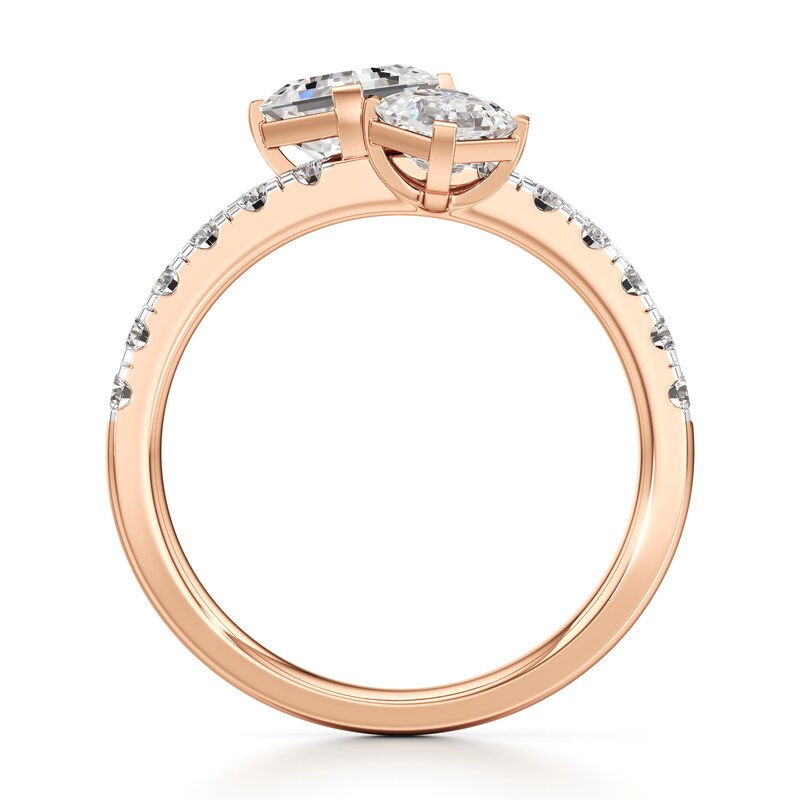 Main Image 2 of J'Lure Square-Emerald Step-Cut Two-Stone Lab-Grown Diamond Engagement Ring 1-7/8 ct tw 18K Rose Gold
