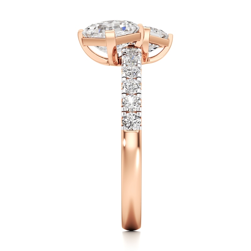 Main Image 3 of J'Lure Square-Emerald Step-Cut Two-Stone Lab-Grown Diamond Engagement Ring 1-7/8 ct tw 18K Rose Gold