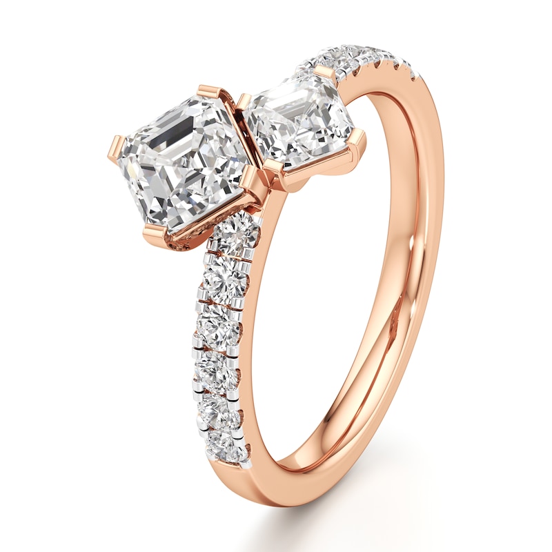 Main Image 4 of J'Lure Square-Emerald Step-Cut Two-Stone Lab-Grown Diamond Engagement Ring 1-7/8 ct tw 18K Rose Gold
