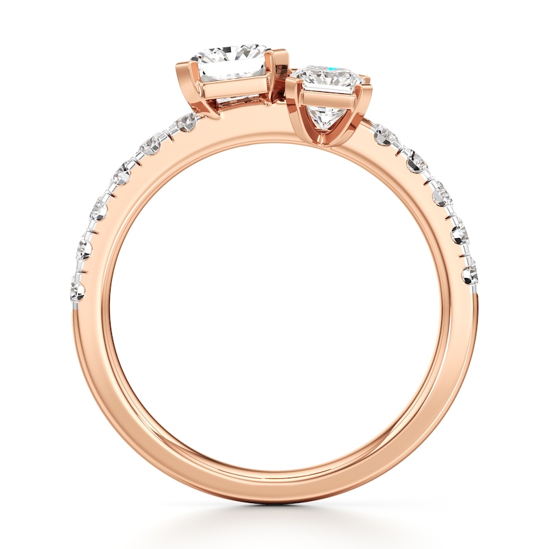 Main Image 2 of J'Lure Radiant Brilliant-Cut Two-Stone Lab-Created Diamond Engagement Ring 1-7/8 ct tw 18K Rose Gold