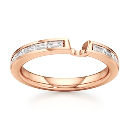 J'Lure Baguette-Cut Lab-Grown Diamond Contour Wedding Band 1/3 ct tw 18K Rose Gold