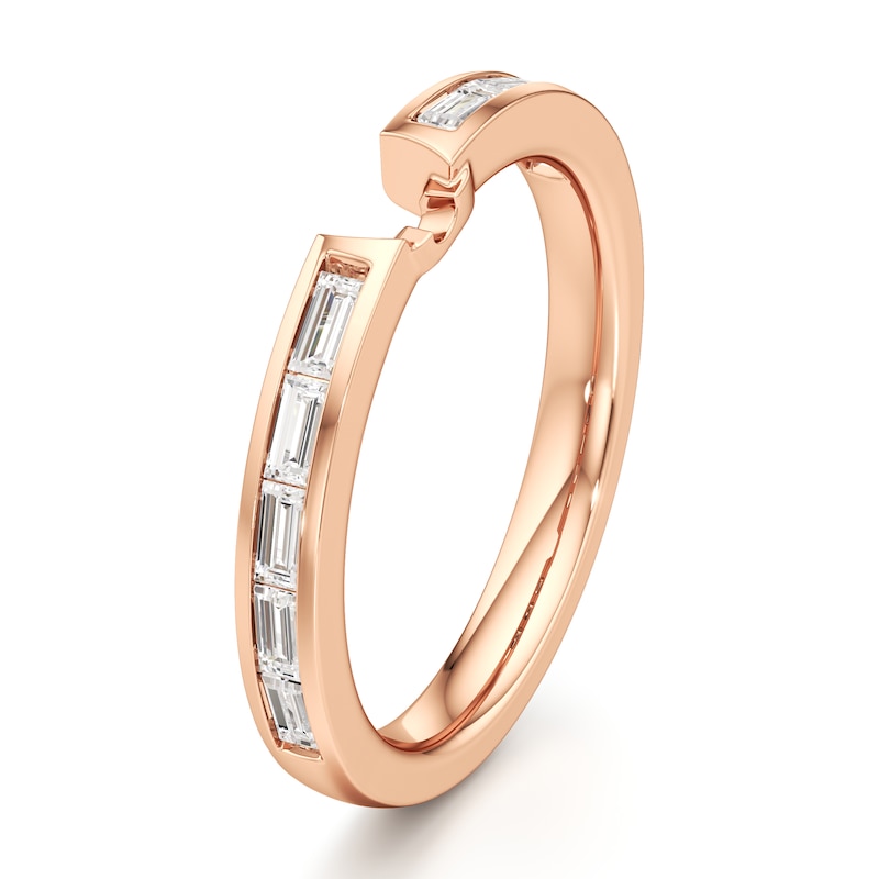 Main Image 4 of J'Lure Baguette-Cut Lab-Grown Diamond Contour Wedding Band 1/3 ct tw 18K Rose Gold