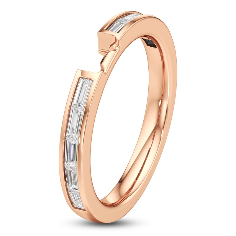 Main Image 4 of J'Lure Baguette-Cut Lab-Grown Diamond Contour Wedding Band 3/8 ct tw 18K Rose Gold