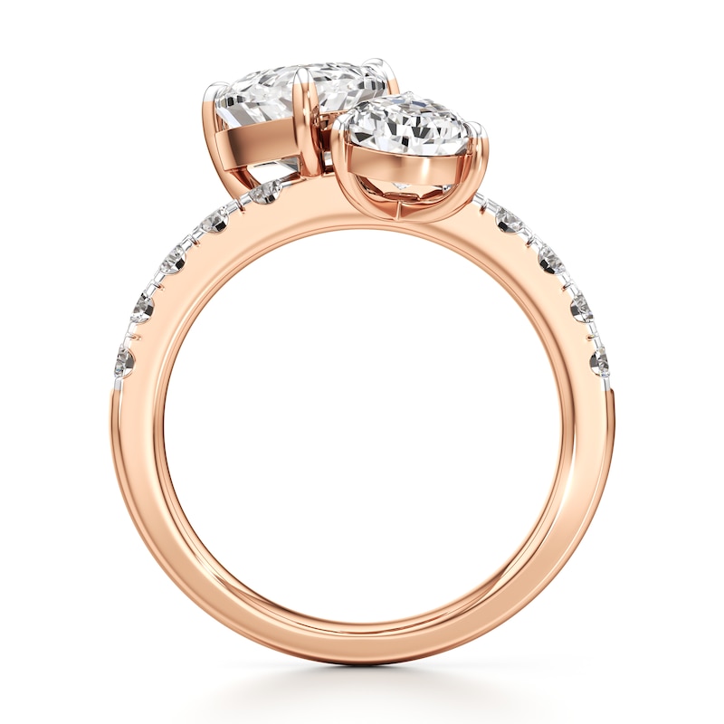 Main Image 2 of J'Lure Pear Step-Cut Two-Stone Lab-Created Diamond Engagement Ring 4-5/8 ct tw 18K Rose Gold