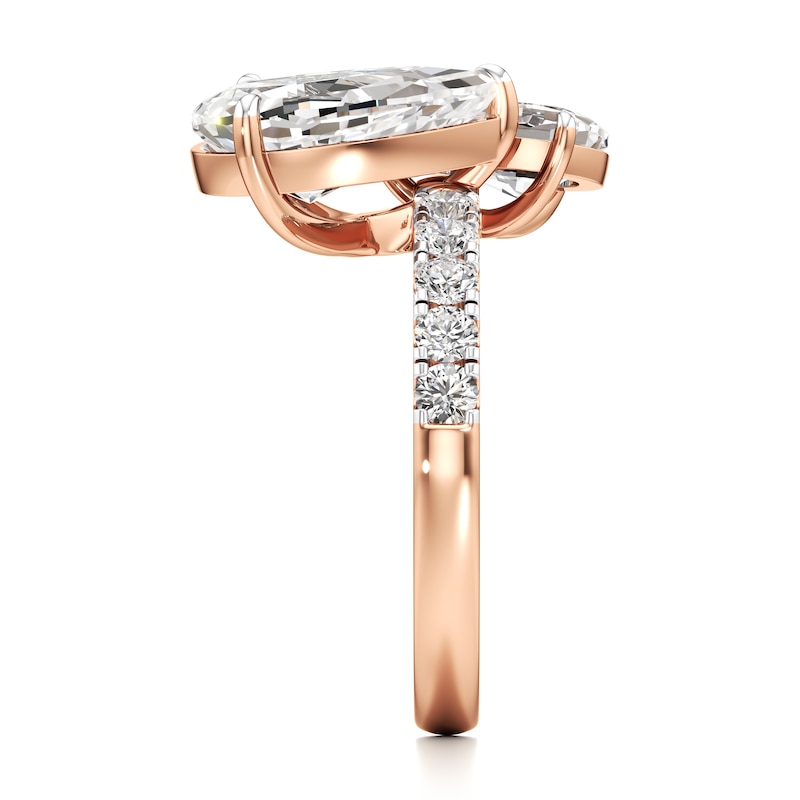 Main Image 3 of J'Lure Pear Step-Cut Two-Stone Lab-Created Diamond Engagement Ring 4-5/8 ct tw 18K Rose Gold