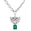 Thumbnail Image 1 of Jared Atelier Rectangle-Cut Natural Emerald & Certified Diamond Art Deco-Inspired Necklace 10-1/3 ct tw 18K White Gold 19"