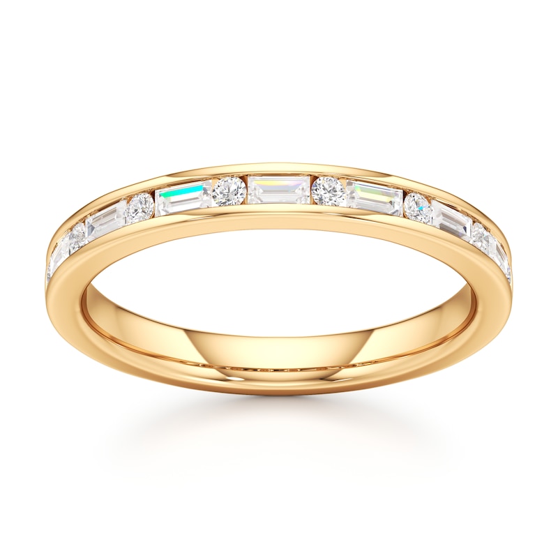 Main Image 1 of J'Lure Baguette & Round-Cut Lab-Created Diamond Wedding Band 3/8 ct tw 18K Yellow Gold