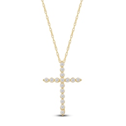 Lab-Grown Diamond Cross Necklace 1/2 ct tw 14K Yellow Gold 18"