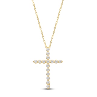 Jared Signature Lab-Grown Diamond Cross Necklace 1/2 ct tw 14K Yellow Gold 18"