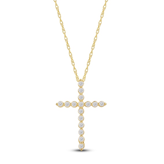 Jared Signature Lab-Grown Diamond Cross Necklace 1/2 ct tw 14K Yellow Gold 18"