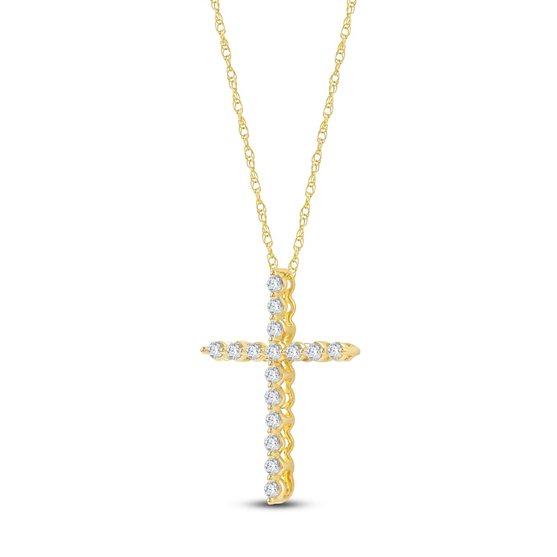 Main Image 2 of Lab-Grown Diamond Cross Necklace 1/2 ct tw 14K Yellow Gold 18"