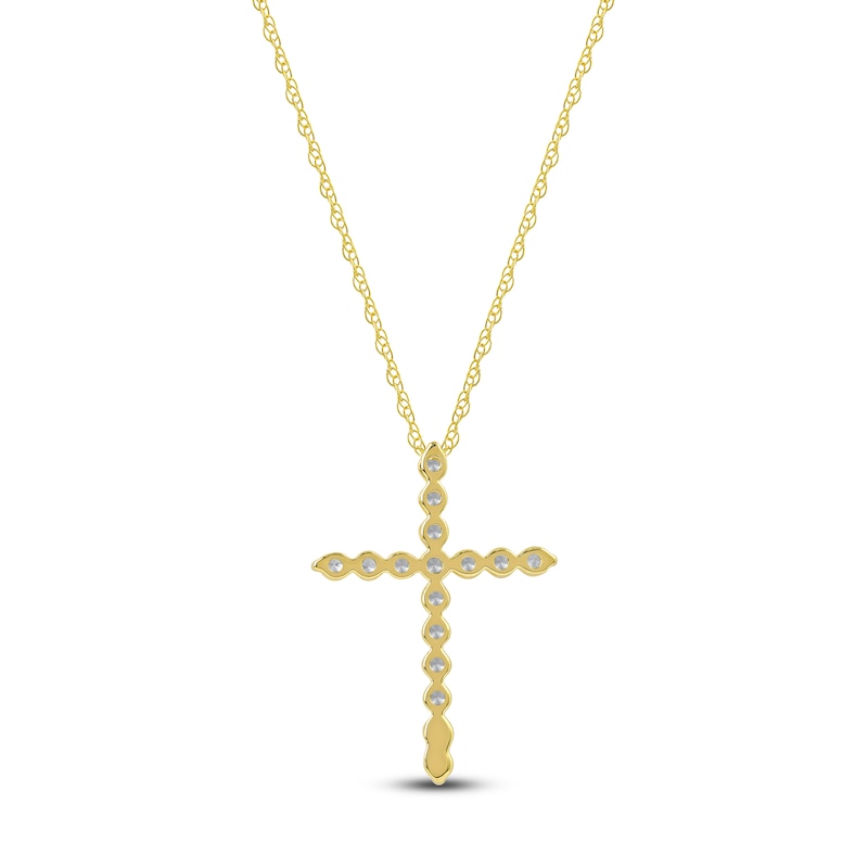 Main Image 3 of Lab-Grown Diamond Cross Necklace 1/2 ct tw 14K Yellow Gold 18"