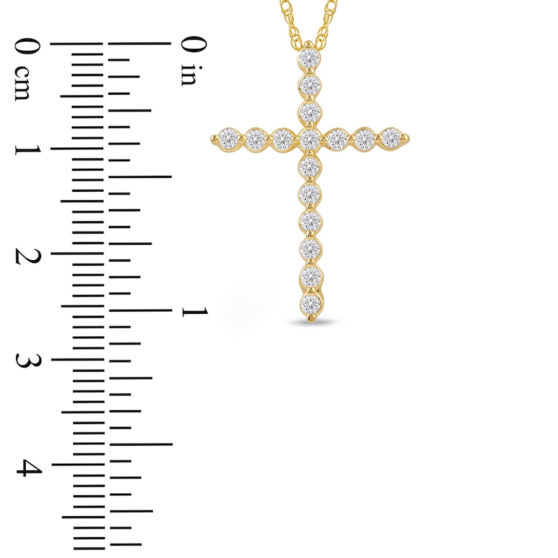 Main Image 4 of Lab-Grown Diamond Cross Necklace 1/2 ct tw 14K Yellow Gold 18"