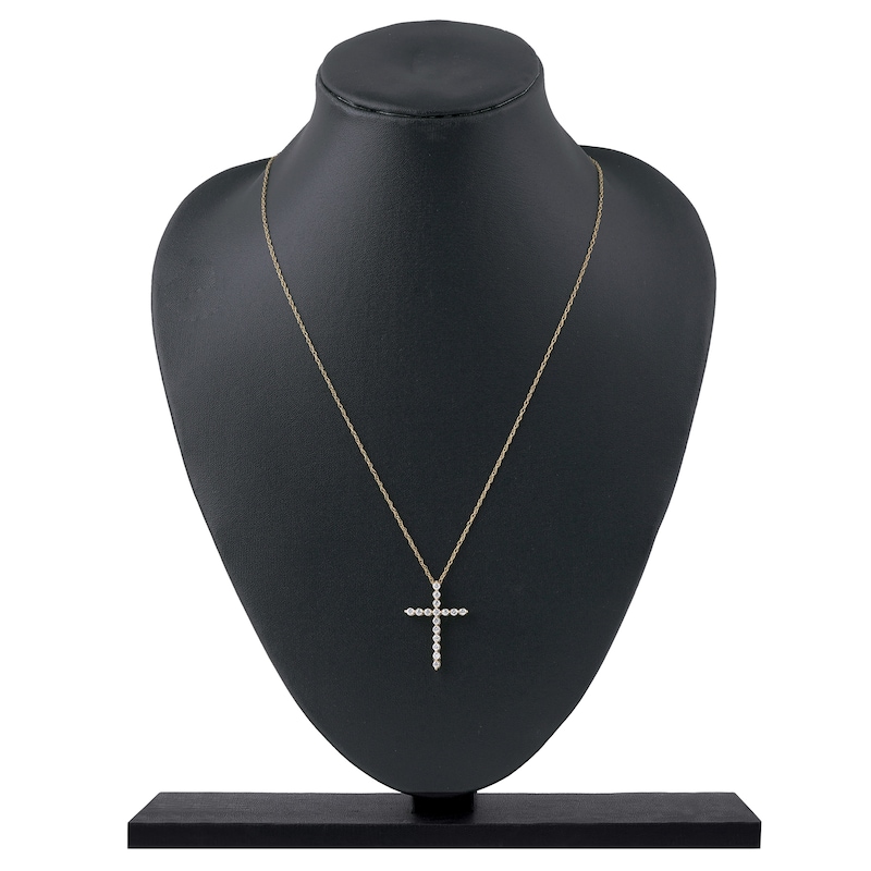Main Image 5 of Lab-Grown Diamond Cross Necklace 1/2 ct tw 14K Yellow Gold 18"