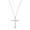 Thumbnail Image 1 of Lab-Grown Diamond Cross Necklace 1 ct tw 14K Rose Gold 18"