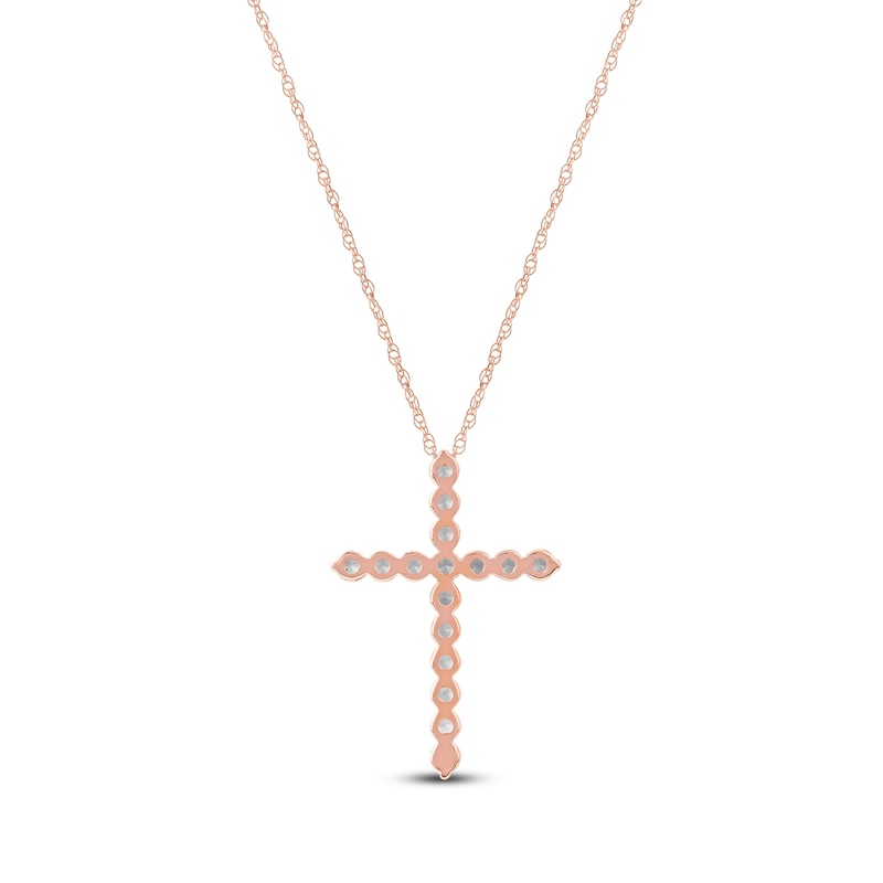 Main Image 3 of Lab-Grown Diamond Cross Necklace 1 ct tw 14K Rose Gold 18"