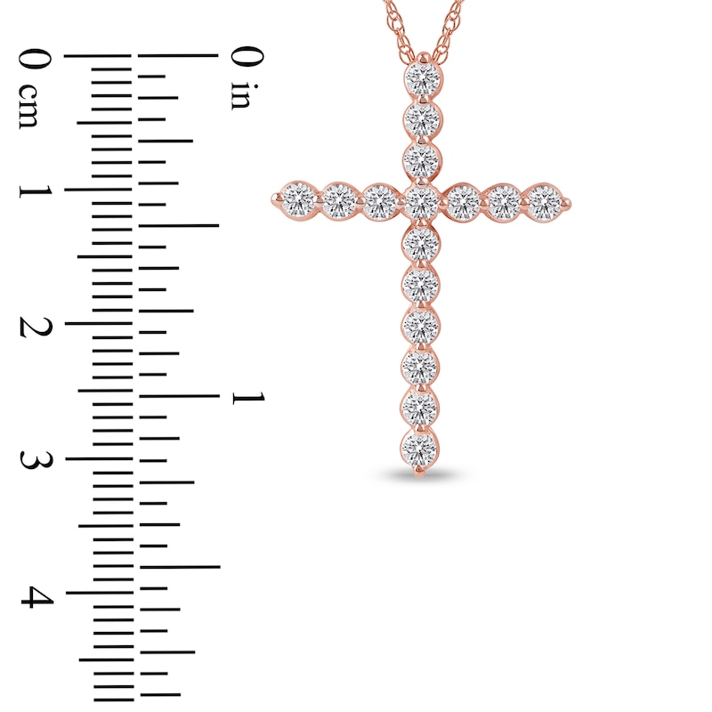 Main Image 4 of Lab-Grown Diamond Cross Necklace 1 ct tw 14K Rose Gold 18"