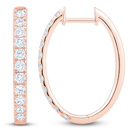 Lab-Grown Diamond Oval Hoop Earrings 1 ct tw 14K Rose Gold