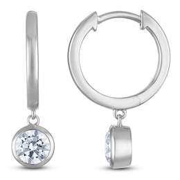Round-Cut Lab-Grown Diamond Solitaire Dangle Hoop Earrings 1 ct tw 14K White Gold (SI2/F)