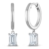 Thumbnail Image 2 of Emerald-Cut Lab-Grown Diamond Solitaire Dangle Hoop Earrings 1-1/2 ct tw 14K White Gold (SI2/F)