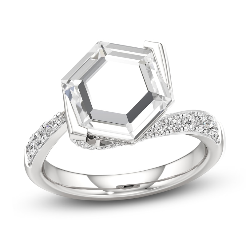 Main Image 1 of J'Lure Hexagon Portrait-Cut Lab-Grown Diamond Engagement Ring 3-1/2 ct tw 18K White Gold