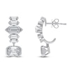 Thumbnail Image 1 of J'Lure Imperial-Emerald Step-Cut, Hexagon Baguette-Cut & Baguette-Cut Lab-Grown Diamond J-Hoop Earrings 4-1/3 ct tw 14K White Gold