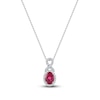 Thumbnail Image 1 of Oval-Cut Natural Ruby & Diamond Pendant Necklace 1/5 ct tw 14K White Gold 18"