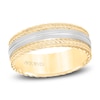 Thumbnail Image 1 of ArtCarved Men's Satin Milgrain Wedding Band 14K Two-Tone Gold 7mm