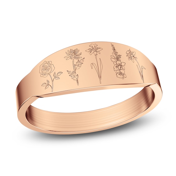 Birth Flowers Ring 14K Rose Gold-Plated Sterling Silver