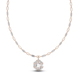 J'Lure Hexagon Portrait-Cut, Trapezoid Step-Cut & Trillion Curved Brilliant-Cut Lab-Grown Diamond Necklace 7-1/3 ct tw 14K Rose Gold 18.5"