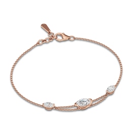 J'Lure Oval Step-Cut Lab-Grown Diamond Bracelet 1-1/2 ct tw 14K Rose Gold 7.25"