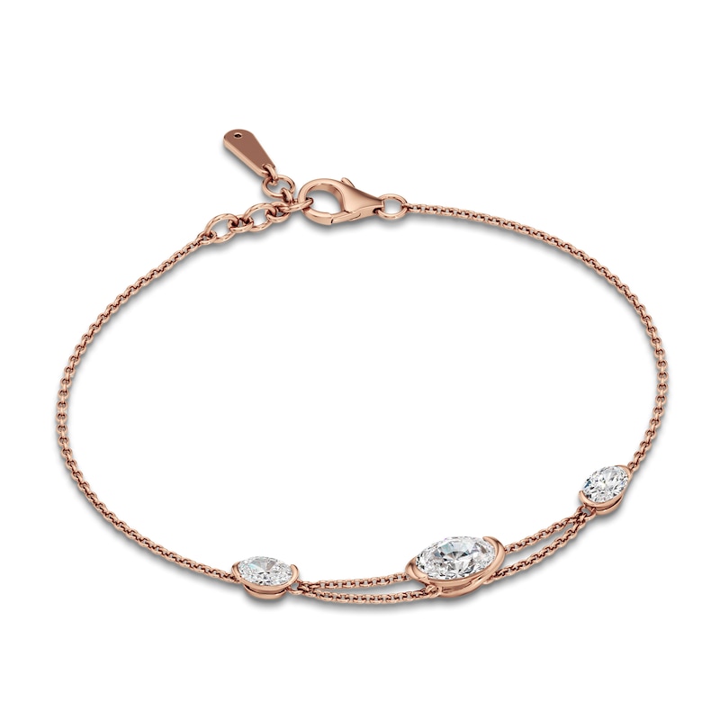Main Image 1 of J'Lure Oval Step-Cut Lab-Grown Diamond Bracelet 1-1/2 ct tw 14K Rose Gold 7.25"