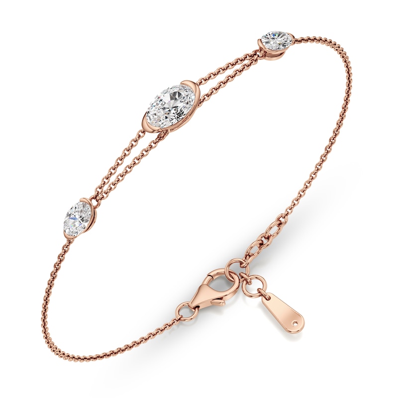 Main Image 2 of J'Lure Oval Step-Cut Lab-Grown Diamond Bracelet 1-1/2 ct tw 14K Rose Gold 7.25"
