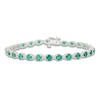 Thumbnail Image 1 of Lab-Created Emerald & White Lab-Created Sapphire Line Bracelet Sterling Silver 7"