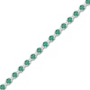 Thumbnail Image 2 of Lab-Created Emerald & White Lab-Created Sapphire Line Bracelet Sterling Silver 7"