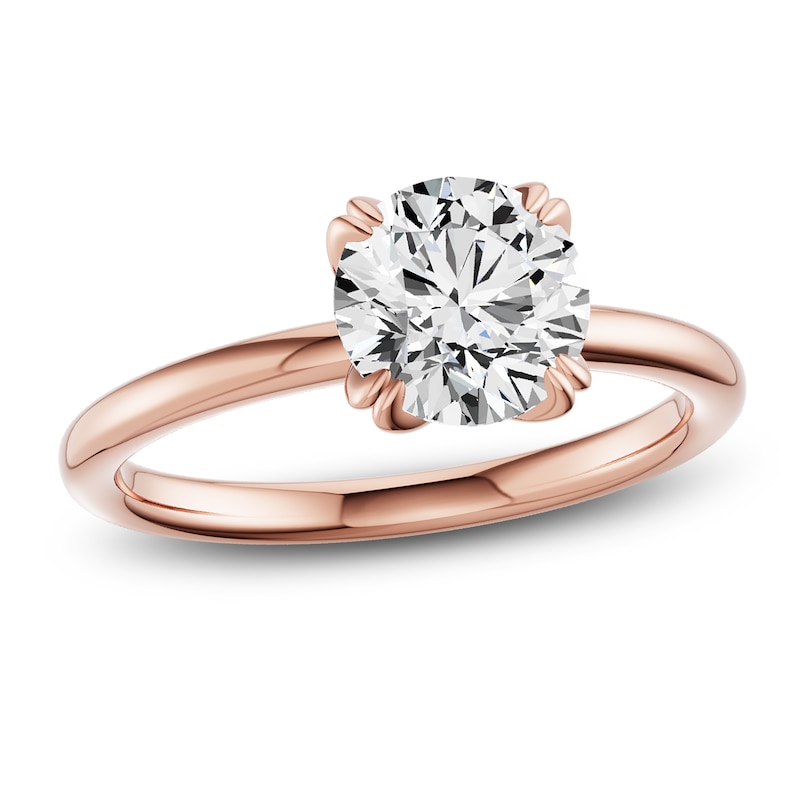Main Image 1 of Certified Round-Cut Diamond Solitaire Engagement Ring 2 ct tw 14K Rose Gold (I1/I)