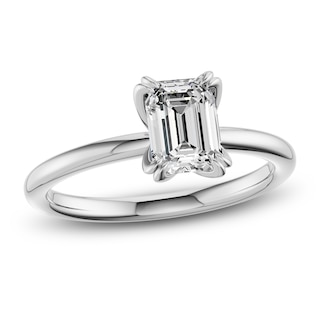 Certified Emerald-Cut Diamond Solitaire Engagement Ring 1-1/2 ct tw 14K White Gold (I1/I)