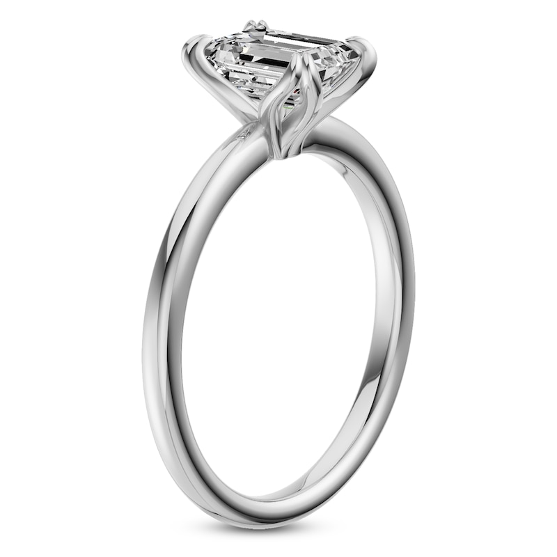 Main Image 2 of Certified Emerald-Cut Diamond Solitaire Engagement Ring 1-1/2 ct tw 14K White Gold (I1/I)