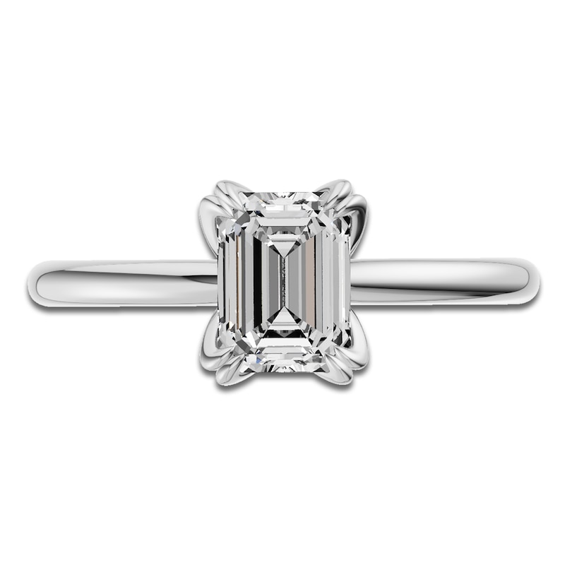 Main Image 3 of Certified Emerald-Cut Diamond Solitaire Engagement Ring 1-1/2 ct tw 14K White Gold (I1/I)