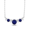 Thumbnail Image 1 of Natural Blue Sapphire & Diamond Curved Bar Necklace 1/8 ct tw 14K White Gold 18"