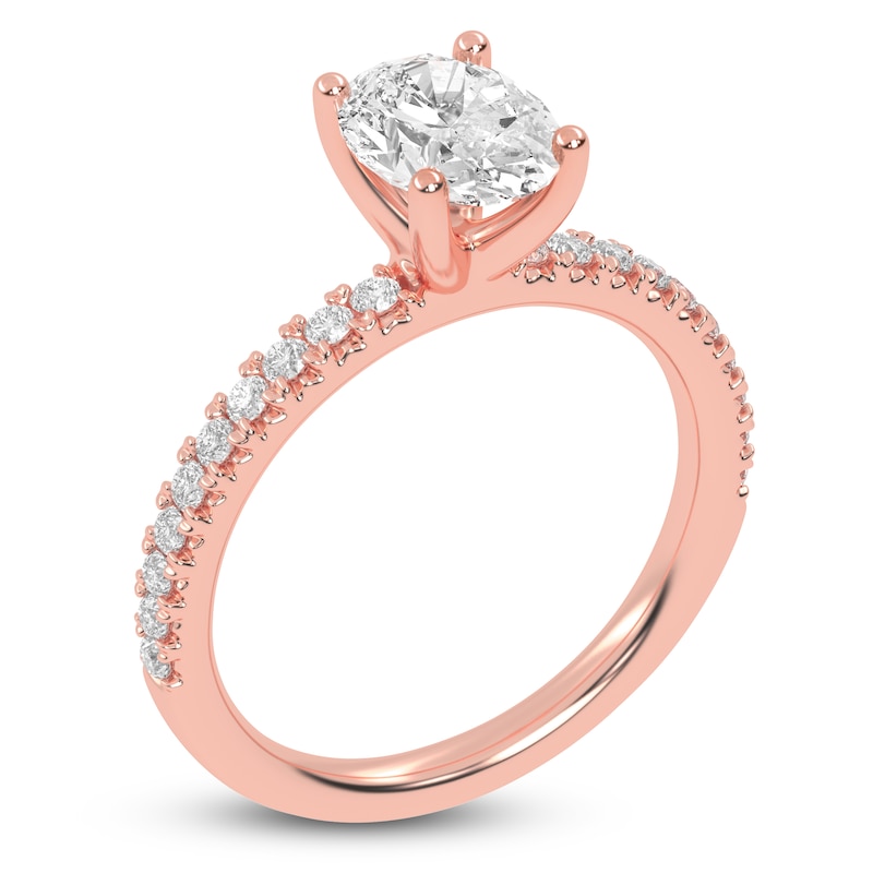 Main Image 2 of Oval-Cut Lab-Grown Diamond Engagement Ring 1-1/4 ct tw 14K Rose Gold