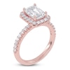 Thumbnail Image 2 of Emerald-Cut Lab-Grown Diamond Halo Engagement Ring 2 ct tw 14K Rose Gold