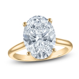 Oval-Cut Lab-Grown Diamond Solitaire Plus Engagement Ring 5 ct tw 18K Yellow Gold (VS2/F)