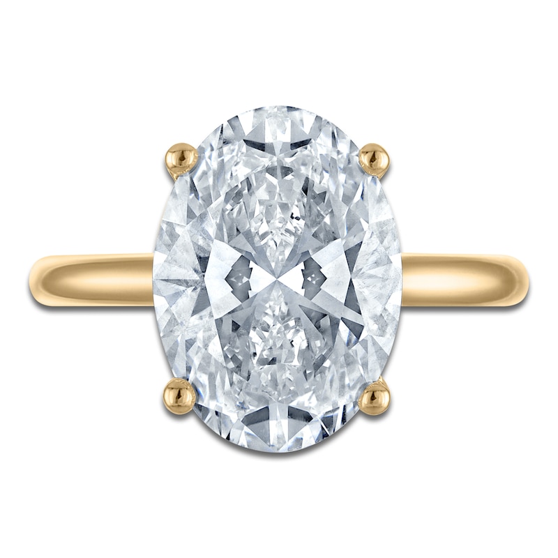 Main Image 3 of Oval-Cut Lab-Grown Diamond Solitaire Plus Engagement Ring 5 ct tw 18K Yellow Gold (VS2/F)